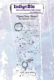 Open your Heart A6 Red Rubber Stamp by Kay Halliwell-Sutton